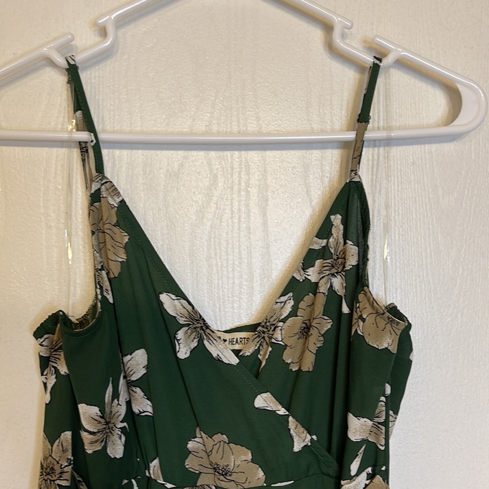 Inspired Hearts Green Floral Hi-Low Faux Wrap Dress, Sz. XL, EUC - Picture 2 of 8